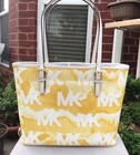 Michael Kors Carryall Tote Medium Jet Set Logo Printed Purse Bag Buttercup Multi