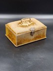 Antique 19th Century French Jewelry Or Sewing Box In Golden Velvet Napoleon Iii