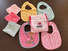 Lot Baby Girl Bibs Feeding Bibs Towel Burp Cloth I Love Mommy Multicolored 9pcs