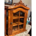 Antique 1802 French Provincial Hanging Cabinets Hand Carved Oak Curio Display