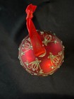 Waterford Holiday Heirloom Red   Gold Ornament Raised Stones  Cord Trim Pristine