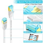 White 125 Feet Cat 6 Ethernet Cable Flat Network Lan Patch Cord Snagless Rj45