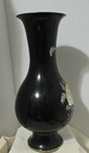 Vintage Korean Metal Vase Black  Mother Of Pearl abalone 