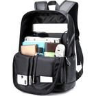Black Leather Laptop Backpack For Men Women Work Travel  College School Backp   