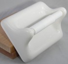 Vintage White Ceramic Tp Toilet Paper Holder Thinset Mount Mid Century Modern