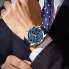 Man Chronograph Quartz Watch Luxury Fashion  Waterproof Luminous Leather Watches