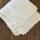 Vtg Hankie White Linen Applique Madeira Embroidery Handkerchief 11x11 