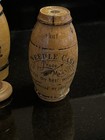 2 Antique German Treen Wood Needle Cases  Barrel Pedestal Asbro Victorian Sewing