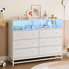 Modern 6 Drawer Double Wide Dresser With Led Lights Chest Of Drawers For Bedroom