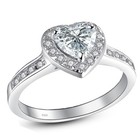 1 90 Ct Sterling Silver 925 Heart Shaped Cz Halo Engagement Ring Set Size 5-10