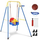 4-in-1 Toddler Swing Set indoor outdoor Baby Swing With Metal Stand Hoop Belt