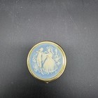 Vintage Courting Couple Cameo Pill Box 3 Compartment Gold Tone Trinket Case