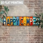 Metal Sign Vintage Color Block Happy Camper License Plate Style Rv Cabin Plaque