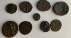 9 Ancient Roman Bronze And Silver Coins  Unsearched And Uncleaned  Lot G  