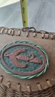 Vintage Wicker Fly Fishing Creel Trout Basket Woven Wood Plaque With Hook Motif