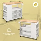 Kitchen Island Trolley Cart On Wheels W storage Open Shelves   Drawer White