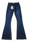Nwt Red Bottoms Blue Jeans Flare High Rise 5 27 Fringed Frayed Bottom Stretch 