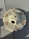 Vintage Art Deco Porcelain Ceiling Mount Light Fixture Floral Accents 3 Bulb Wow
