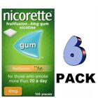 6 X Nicorette Gum Fruit Fusion 4mg 105pieces