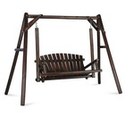 Log Swing Stand A-frame Porch Swing Set Rustic Swing Chair Bench Patio Yard