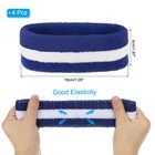4 Pcs Sweatband Headbands Terry Cloth For Women Men Sports Navy Blue White
