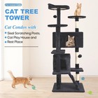 54  Cat Tree Tower Condo W  Sisal Scratching Posts  Gray  Multi-level Sturdy