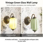 Yesids Antique Gold Milk Glass Wall Sconce  Vintage Green Shade   Brass Finis   