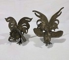Vintage Pair Solid Brass Fighting Roosters cocks Mid Century Farmhouse