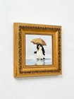 Penguin With Umbrella Stand On Ice original Oil Painting Custom From Your Photo