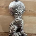 Sterling Silver Native American Navajo Wolf Pendant With A Turquoise Stone