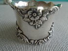 Gorham  Sterling Silver   Napkin Ring Applied Floral B1557   Mono   Excellent 