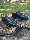 Vintage Johnston   Murphy Aristocraft Smooth Black Leather Wingtip Oxfords  11c