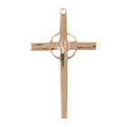 Gold Plated Sterling Silver Holy Spirit Cross Medal Necklace 18  Chain Boxed