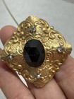 Antique Victorian Edwardian Hat Pin French Jet Black Gold Tone Art Nouveau 9 5   