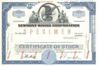 Newmont Mining Corp  - Specimen Stock Certificate - Specimen Stocks   Bonds
