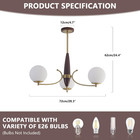 3-light Mid Century Modern Globe Chandelier  Vintage Farmhouse Chandelier Gold S