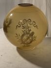 Antique 9 3 4    Glass Dragon Ball Shade Globe Gwtw Parlor Oil Lamp Amber Gold