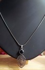 Blue Stone Leaf Design Silver Necklace pendant Earring Set For Girls And Women
