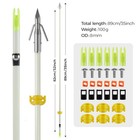 6 Pack 32 Inch Bowfishing Arrows Luminous With Broadheads And Safty Slides Bo   