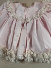 Vintage Baby Girls Pink Dress With Elegant White Lace Ruffle Trim