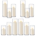 24 Pcs Ivory White Pillar Candles   Clear Glass Holders For Weddings  Events  Ho
