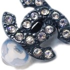 Chanel Cc Earrings Clip-on Black Rhinestone 04a 185031