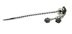 Handmade 925 Sterling Silver Rose Flower Hair Pin Vintage Dangle Stick Thailand