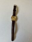 Vintage Mickey Mouse Gold Tone Watch Disney Store Exclusive Genuine Leather