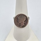 Vintage 900 Coin Silver 1917 D Mercury Dime 10c Homemade Coin Ring Size 7