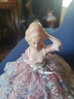 Antique Early 1900   s German Porcelain Half Doll Pin Cushion  Excellent Condition