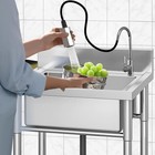 Stainless Steel Kitchen Sink  free Standing Commercial Single Prep Sink Utility