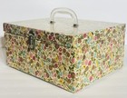 Vtg Floral Train Case Mid Century Makeup Box Multicolor Flower Clear Tray 12 