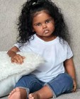 Reborn Baby Doll 30in Cute Toddler Girl Kits Rooted Curly Hair Festival Toy Gift