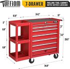 Heavy Duty 7-drawer Rolling Tool Chest Tool Box With Lock   Key   Side Shelves